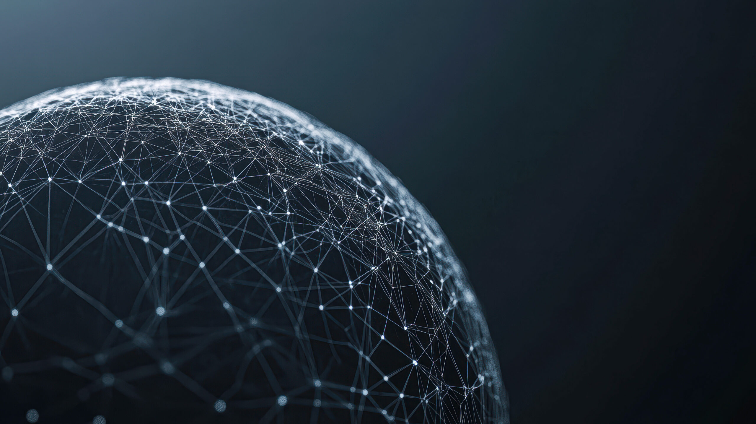 A close up of a globe with a network of lines surrounding it. Concept of interconnectedness and the vastness of the world