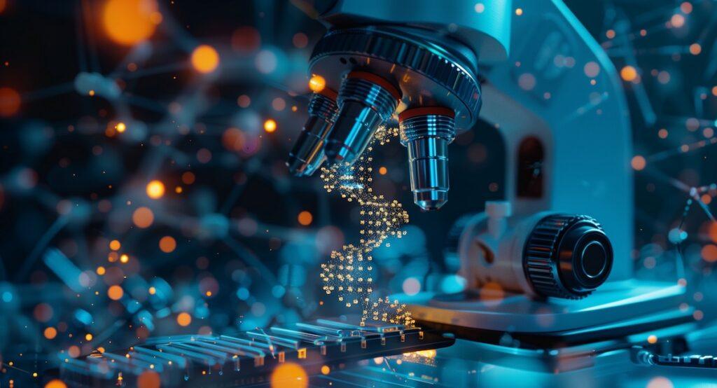 Microscope in AI virtual pattern