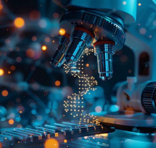 Microscope in AI virtual pattern