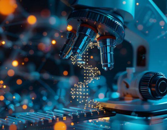 Microscope in AI virtual pattern